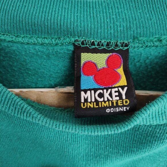 VTG Mickey Unlimited Mickey Mouse Print Pullover Sweatshirt Women's XL Green - Picture 10 of 12